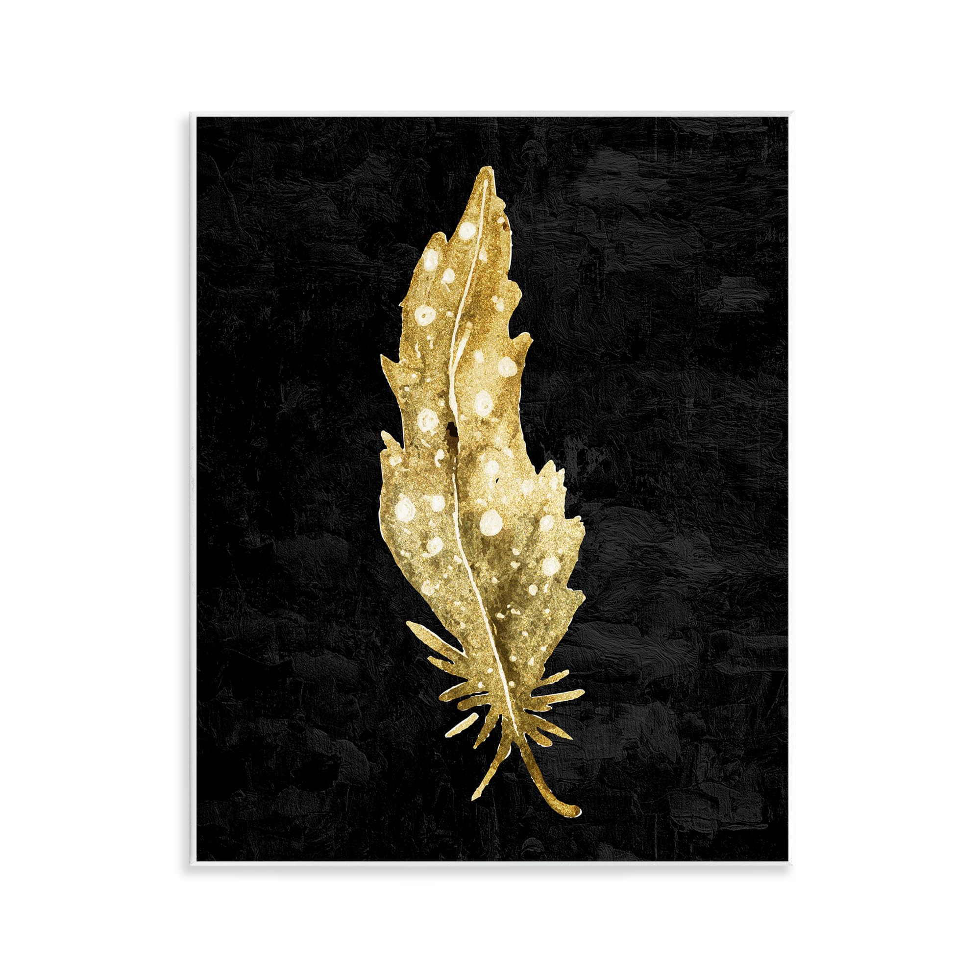 Stupell Industries Feather On Black Wall Plaque Art, design by Kim Allen, 14 x 11
