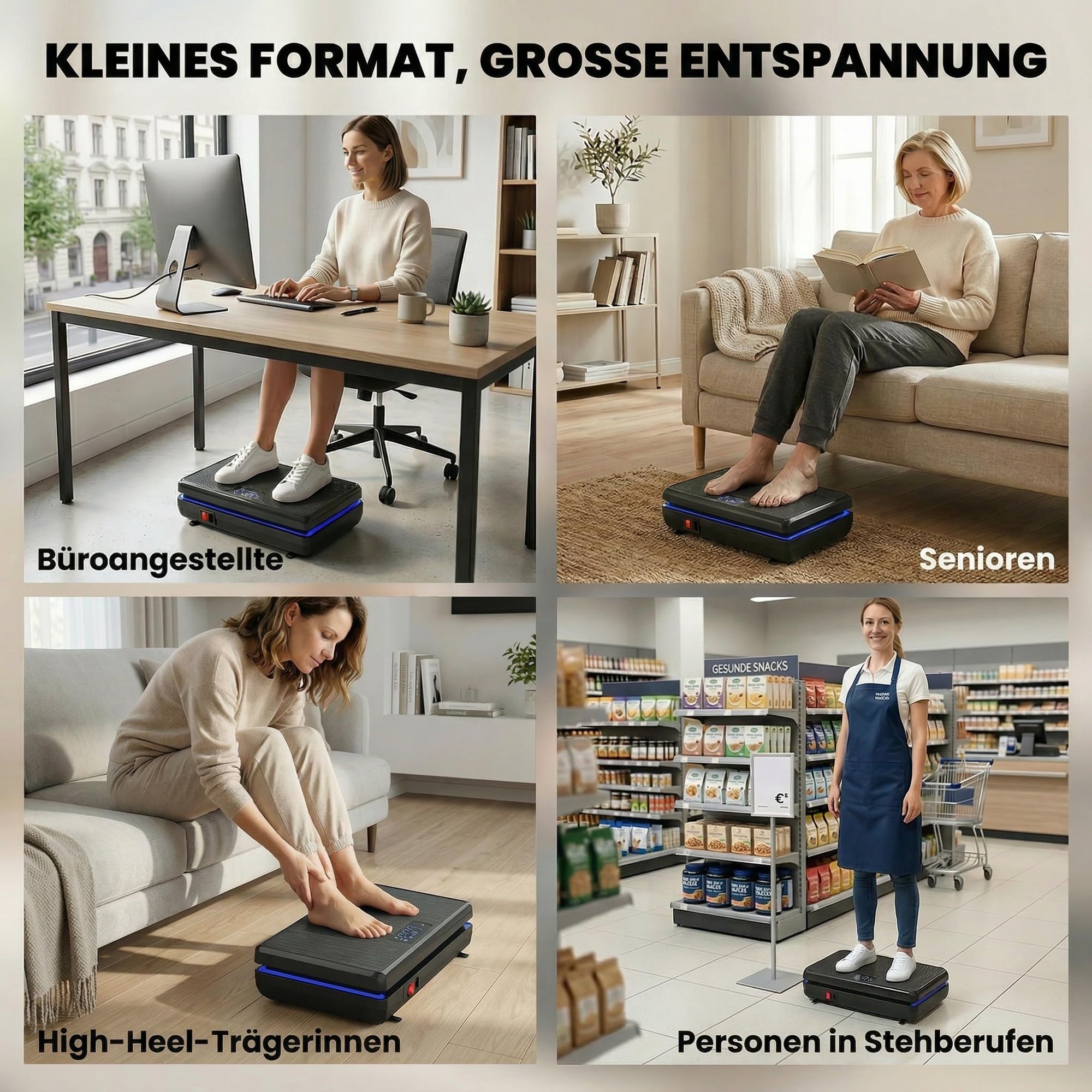 SPORTNOW Vibrationsplatte Rüttelplatte mit 120 Intensitätsstufen 5 Vorprogramm LED-Lichtern Widerstandsbänder rutschfest Vibrationsgerät Kompakt Vibrationstrainer für Muskelaufbau Ganzkörpertraining
