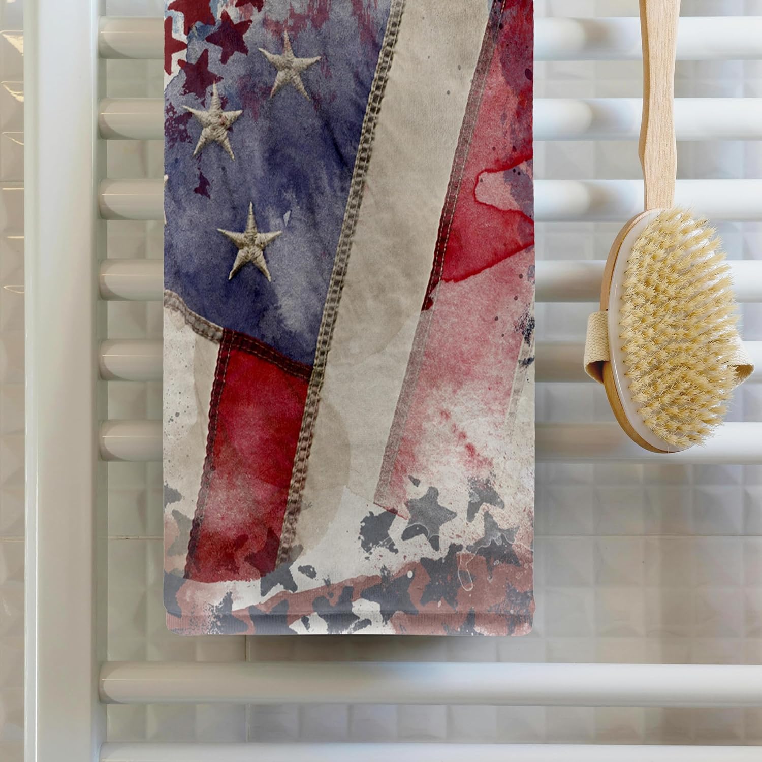 3dRose Image of Abstract Patriot Design of Stars and Flag, Red, White, Blue 22x30 Bath Hand Pool Towel