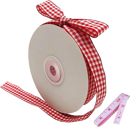 Red and White Gingham Ribbon