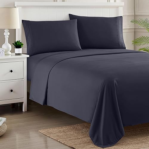 Miniatura 6 de Juego de sábanas de tamaño california king, ropa de cama transpirable con correas elásticas integradas para las esquinas, colección Supreme de 1,800