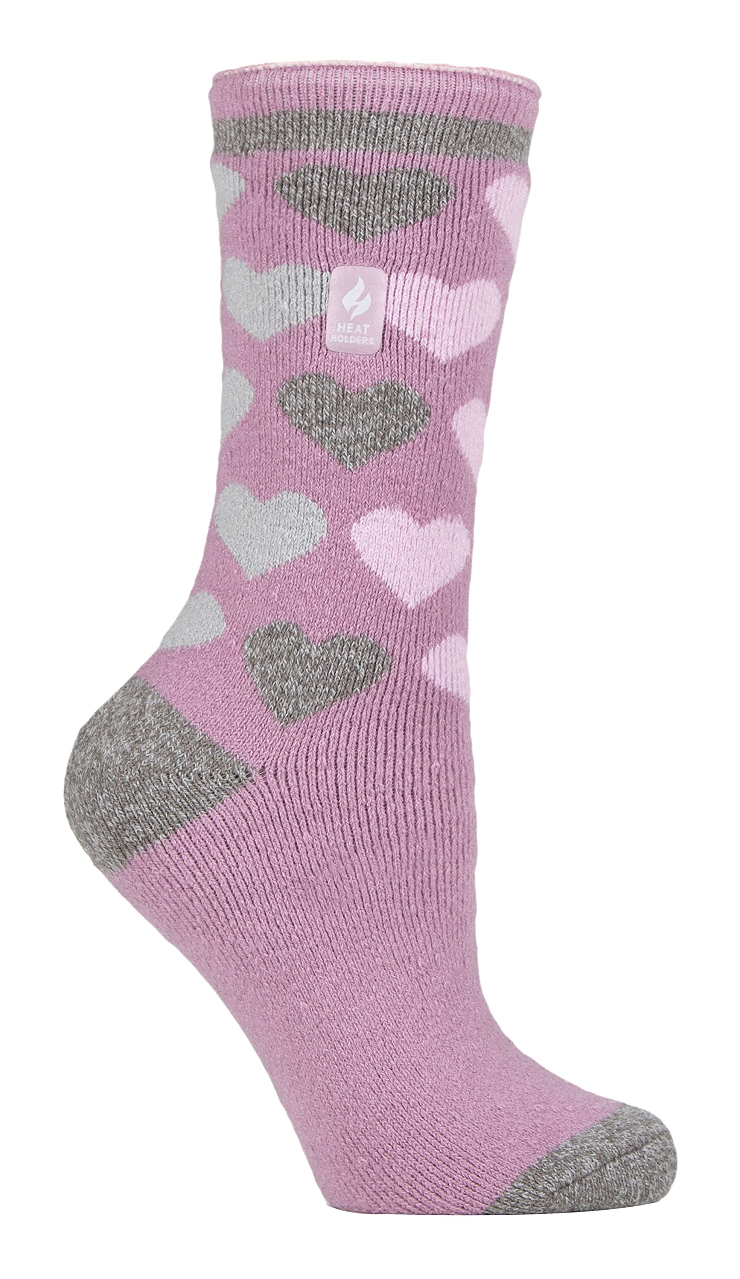Heat Holders Lite - Womens Insulated Thermal Socks | Multiple Designs Including Argyle Stripes Hearts Stars | Warm Socks for Winter (4-7, Mauve (Paris))