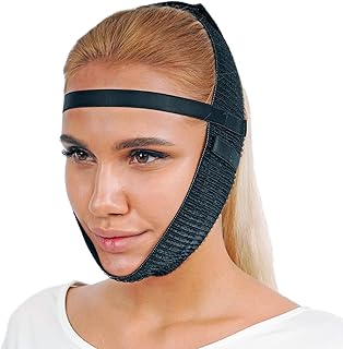 Post Surgery Chin Compression Garment, Chin Strap Band, Face Lift Kit, Chin Lift, Face Slimmer, Jowl Tightening (Black)