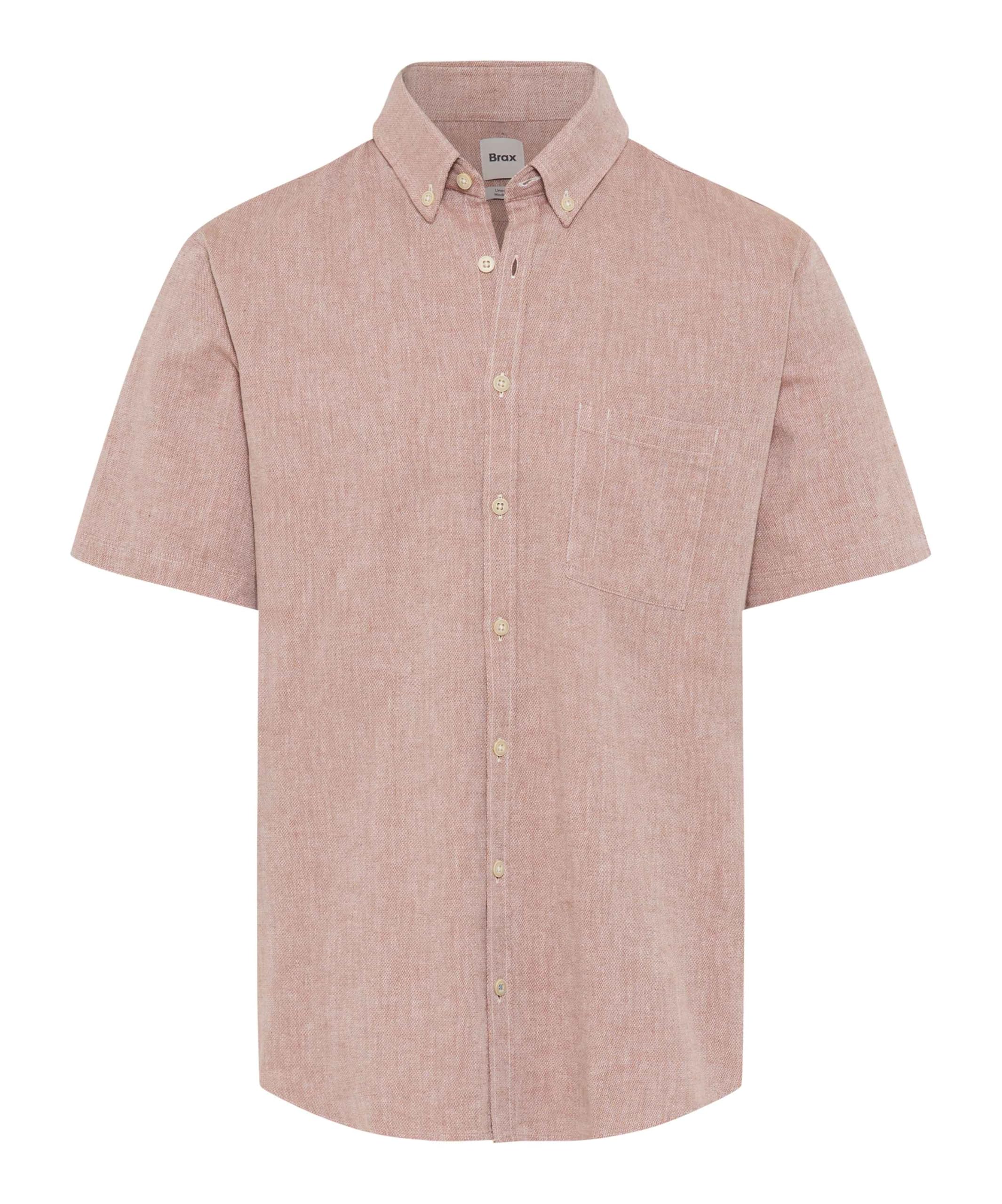 Brax Men's Style Dan U Cotton Linen Mix Shirt, 54 Cacao,