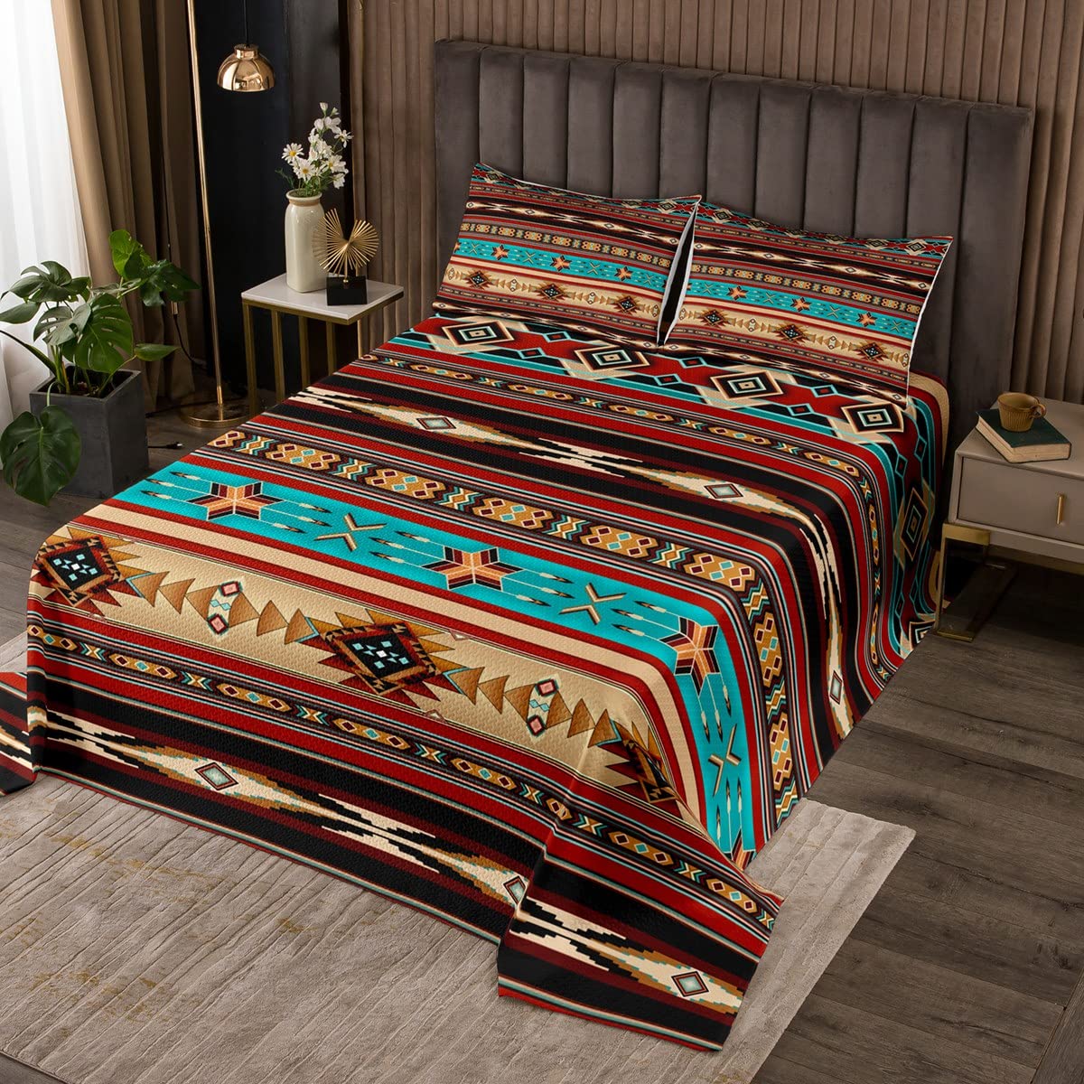 Amazon.com: Erosebridal Aztec Coverlet Set Ethnic Tribal Arrow ...