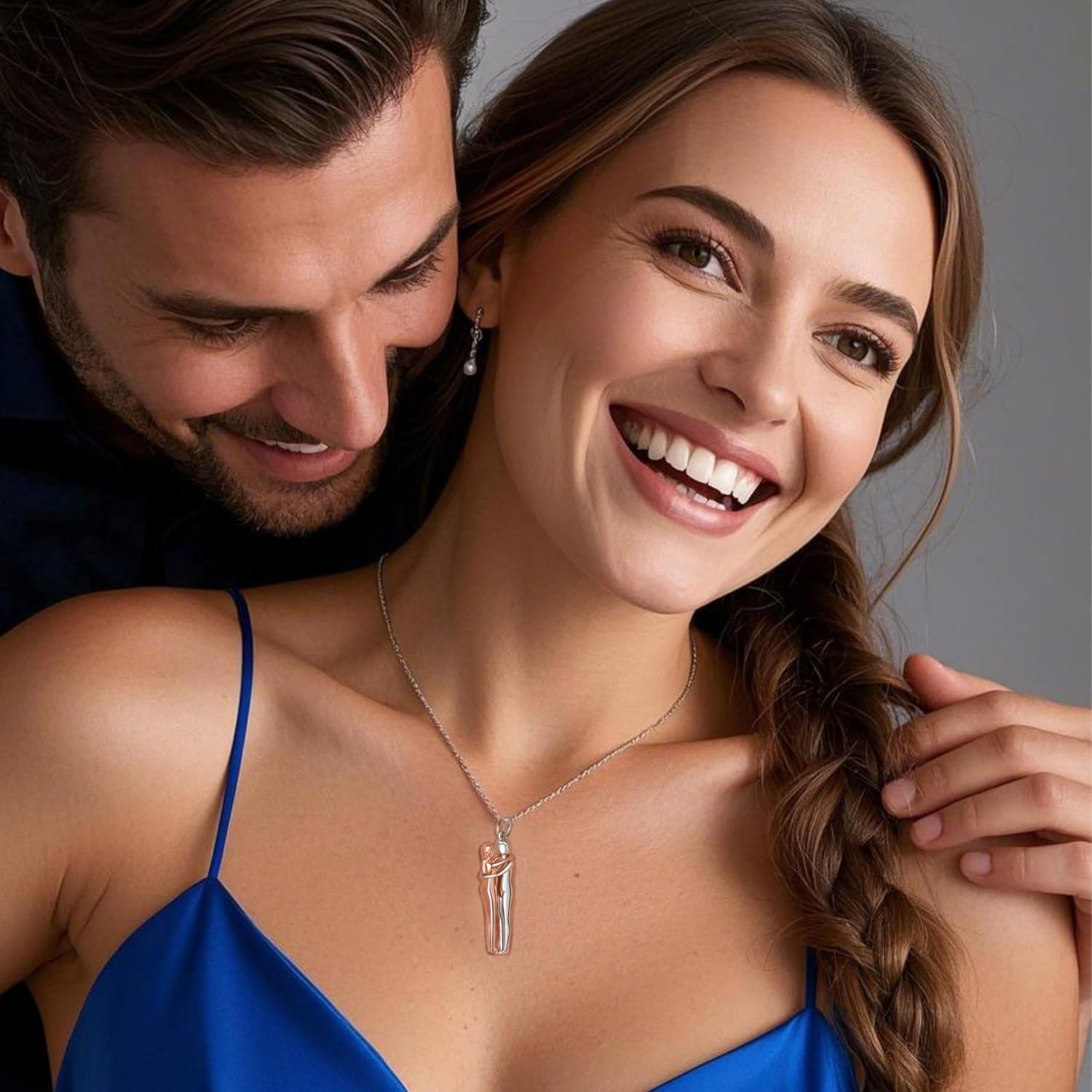 ZOEXUE Hug Necklace for Couples Sterling Silver Couple Necklaces Women and Men Hugging Pendant Jewelry Gifts for Him and Her - Image 4