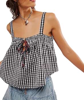 ミストレアス　Plaid Gathering Peplum Camisole Plaid Gathering Peplum Camisole - MISTREASS