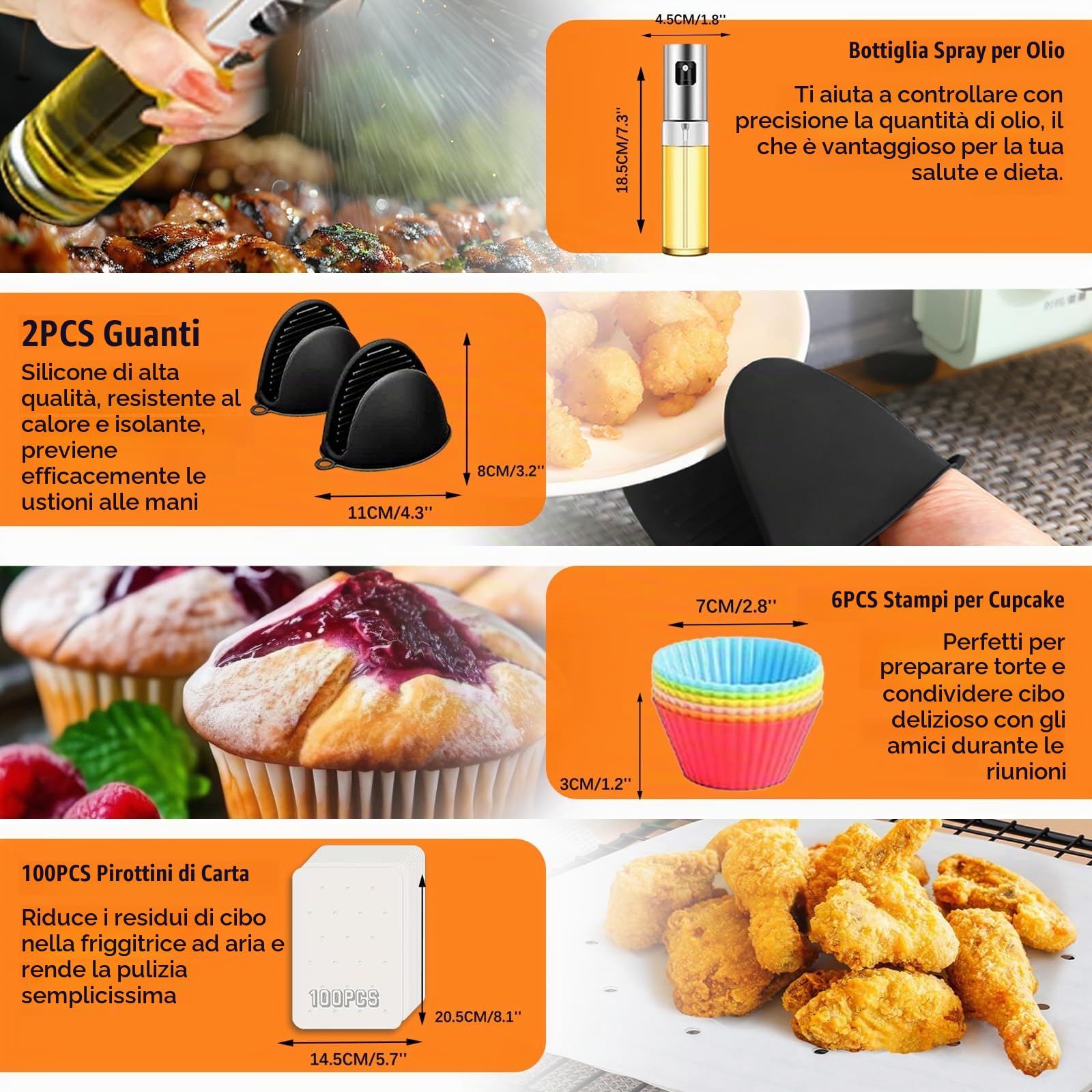Accessori Friggitrice Ad Aria, Set di 21 Accessori per Friggitrice Ad Aria Ninja Foodi Dual Zone AF300EU AF400EU Innsky COSORI 7,6L-9,5L, Teglie & Griglia & Carta da Forno& Pinza Airfryer Accessories