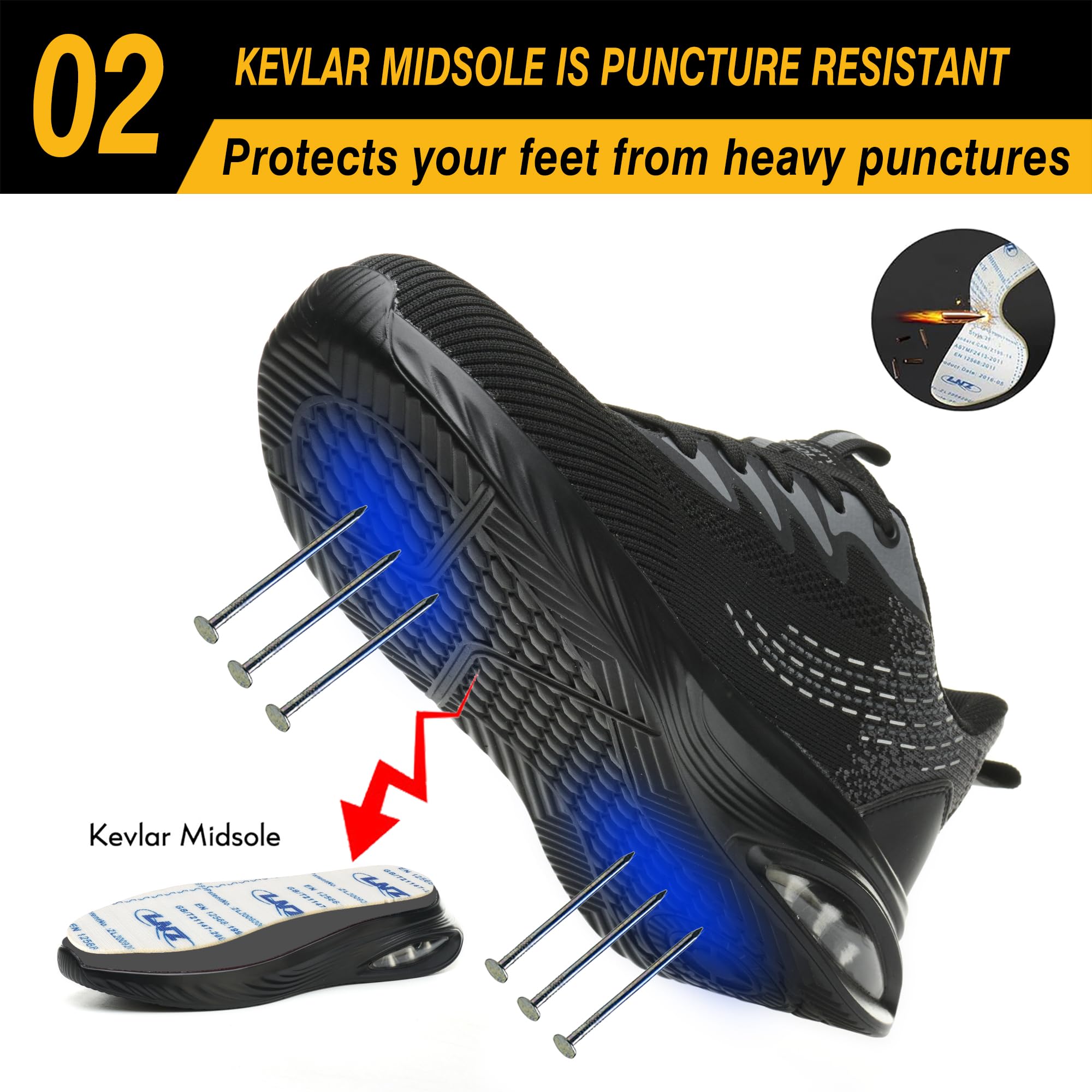 TQGOLD Zapatos de Seguridad para Hombre Mujer Ligero Zapatos de Trabajo Antideslizante Calzado de Seguridad con Punteras de Acero Transpirable Gr.35-46EU