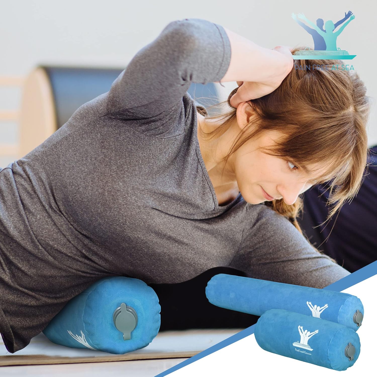 Pain Free at Sea Inflatable Rolls Pillow for Posture Therapy - Long & Short Body Pillows for Adults, Inflatable Cervical Pillow and Lumbar Support Pillow for Office Chair, Neck Pillow and Back Support