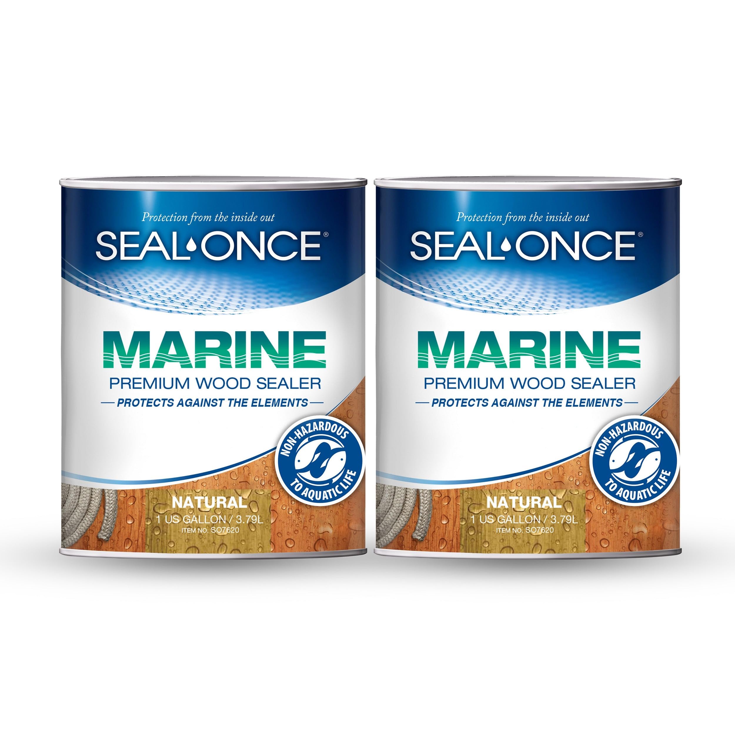 SEAL-ONCE Marine Ready Mix Wood Sealer and Stain, Natural, 2 Gallon