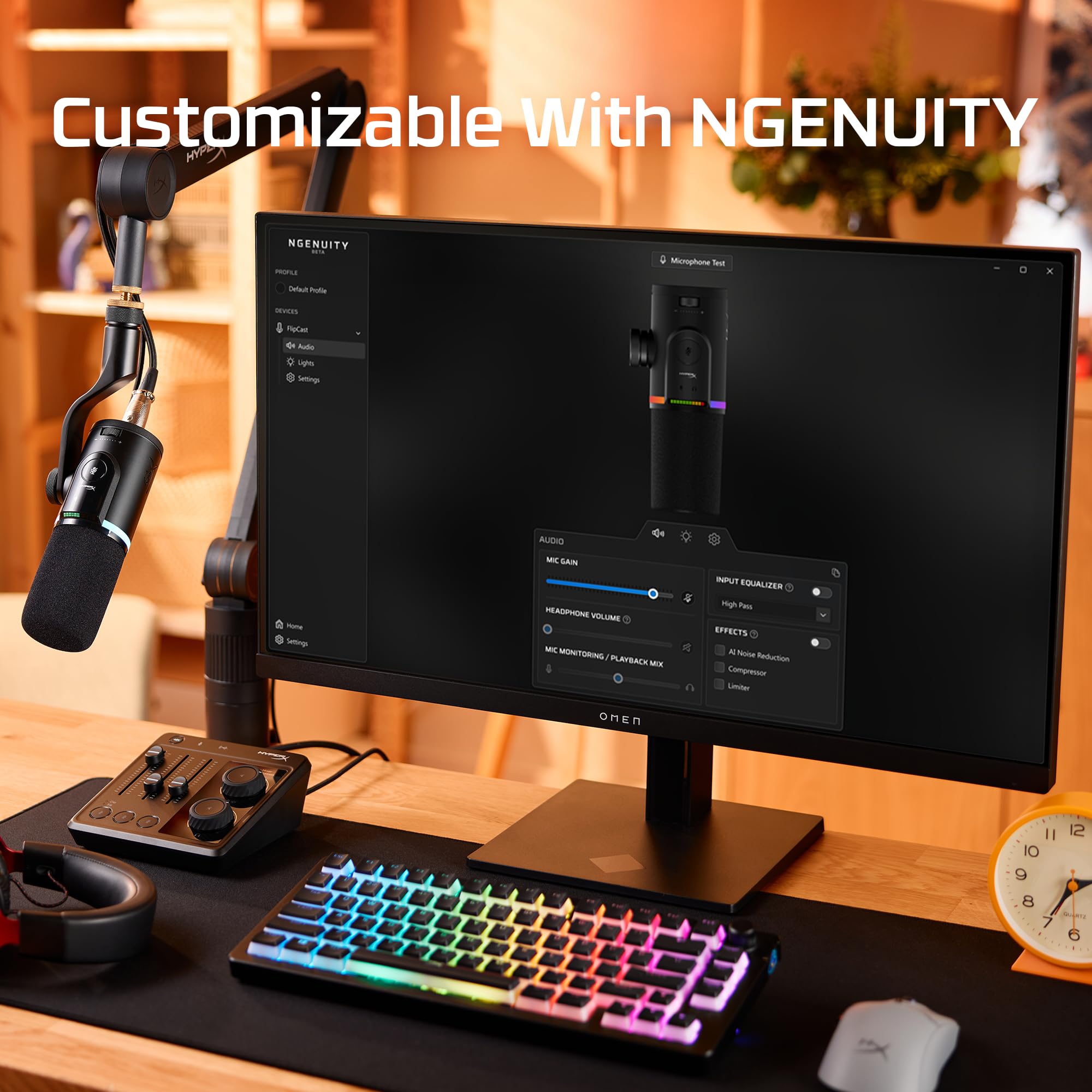 HyperX FlipCast Streaming XLR/USB Dynamic Microphone for PC, MacOS, PlayStation, Nintendo Switch, Broadcast Quality, USB, XLR, Universal Mount, Black