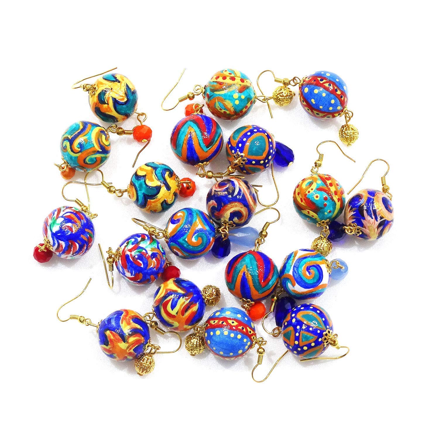 Boucles d'oreilles en céramique peintes à la main - SPHÈRES DE VIETRI - Boucles d'oreilles pendantes pour femme, Bijoux en céramique peinte, Crochet en argent, Fabriqué en Italie, Bijoux, Artisanat