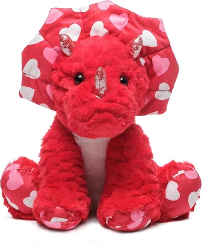 Bearington Dinomite Dinosaur - Animal de peluche para el día de San Valentín, triceratops rojo de 11 pulgadas, regalo de dinosaurio de San Valentín