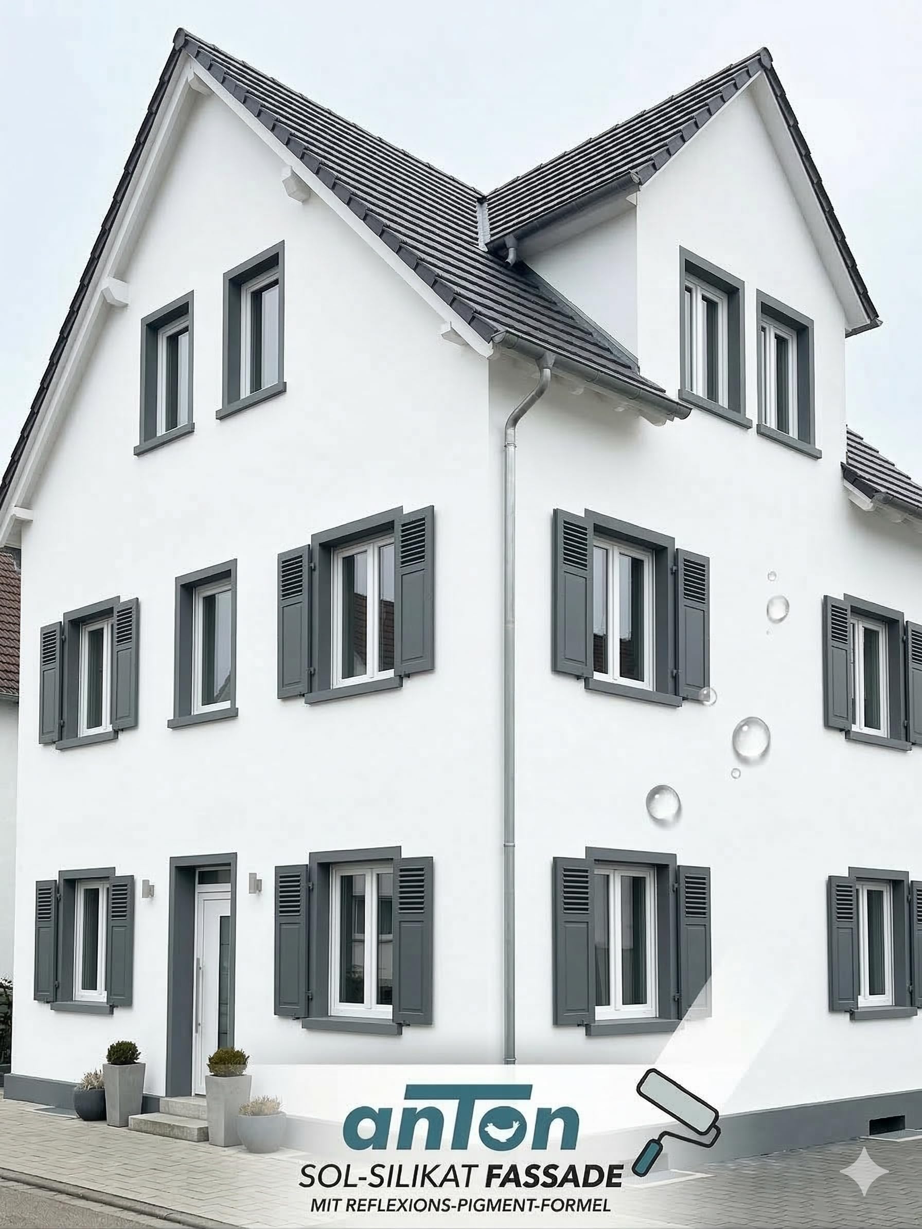 Fassadenfarbe Hybrid Sol-Silikat Premium | Silikat für außen | Direkt auf Altanstriche, Stein, Holz | Höchste Deckkraft | Weiß | 10 Liter 70-80 m2 | Riss/Abblätterungs-Schutz | UV-Witterungsstabil