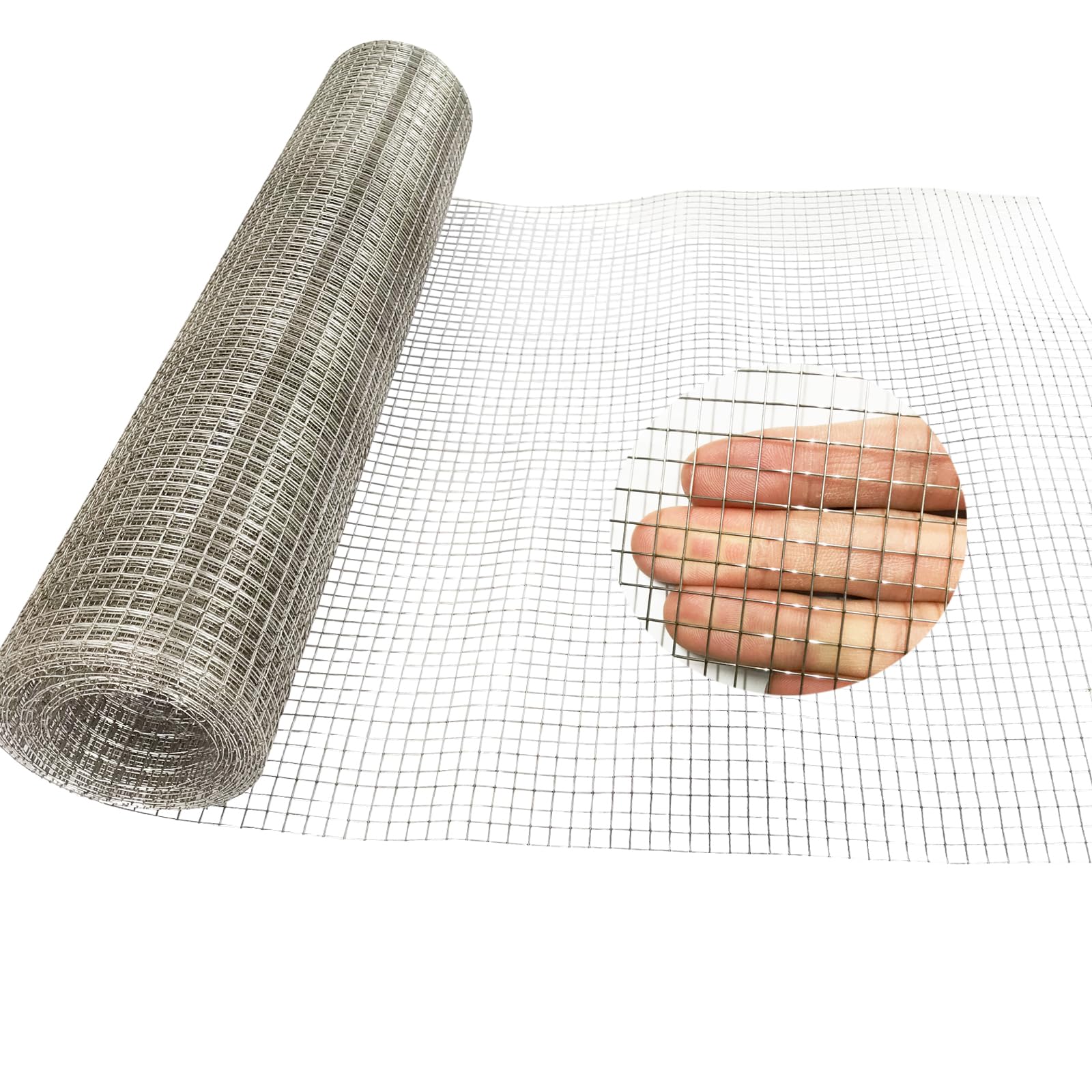 304 Sturdy Stainless Steel Mesh 15.8in X 10ft, 1/4 inch Mesh Wire Mesh Roll, 23 Gauge Hardware Cloth Never Rust, Hard&Heat Resisting, Easy to Cut, for