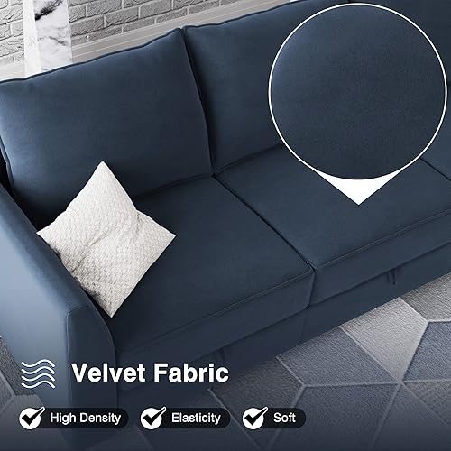 Miniatura 6 de HONBAY Módulo otomano para sofá modular seccional, banco otomano cuadrado otomano de almacenamiento para sala de estar, terciopelo azul oscuro