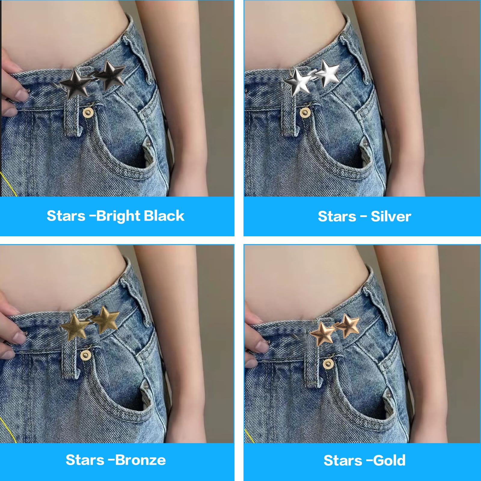 4 Sets Stern Hosenbund Knöpfe - Nicht Nähen Enger Machen Clips Für Jeans
