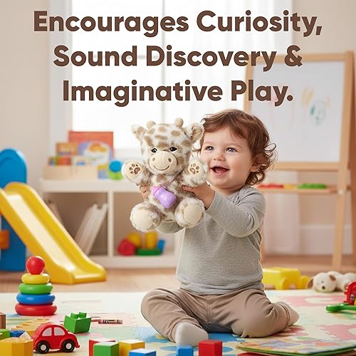 Miniatura 5 de Jirafa de peluche interactiva, juguete de peluche parlante con música, grabación de voz, simulación táctil y de alimentación, animal de peluche que