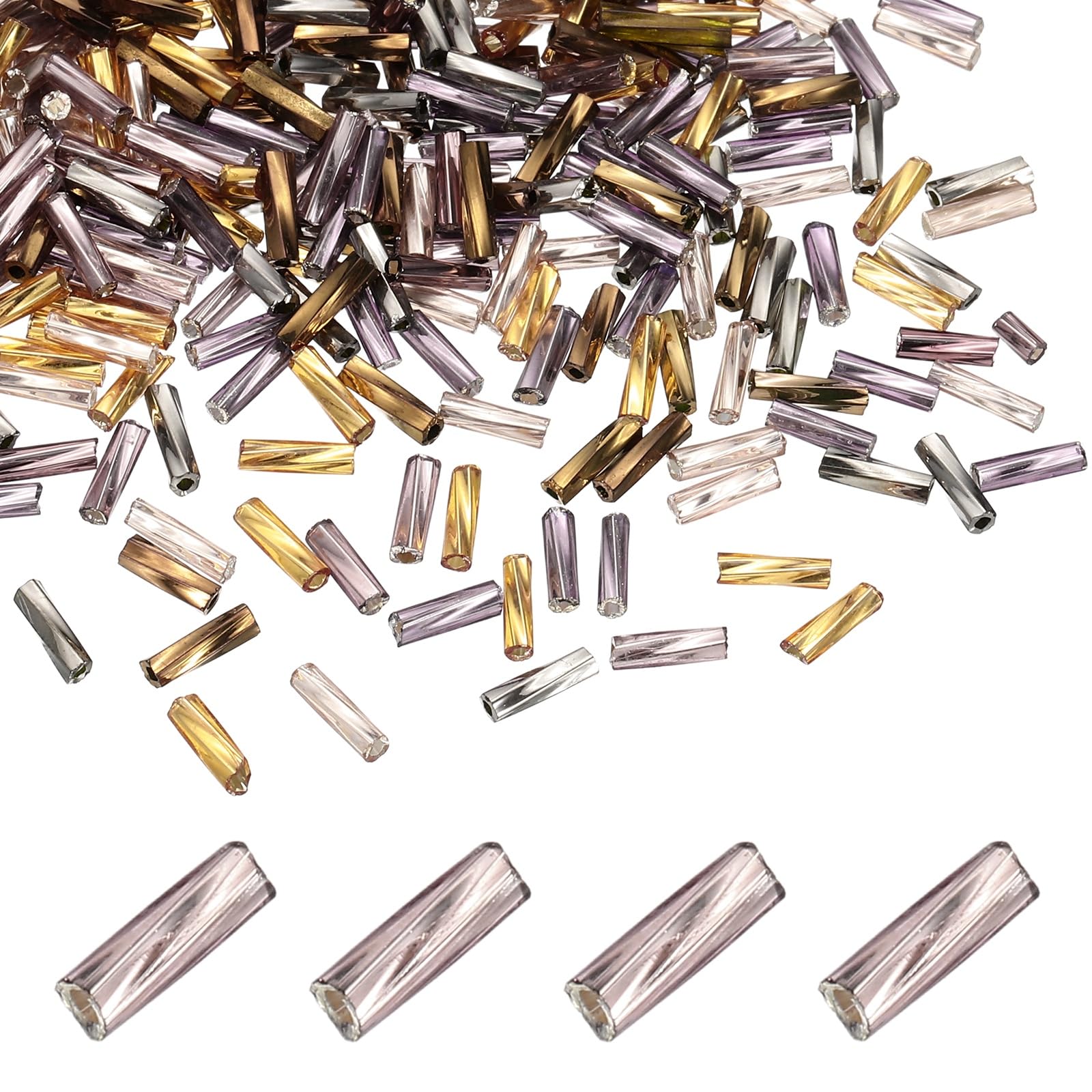 sourcing map 1500Pcs Glass Bugle Seed Beads,6x2mm Mini Long Tube Seed Beads