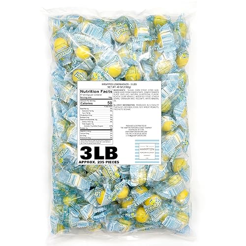 Miniatura 2 de Lemonheads Candy, bolsa a granel de 3 libras (aproximadamente 235 piezas), caramelo duro agrio, caramelo amarillo, caramelos a granel envueltos