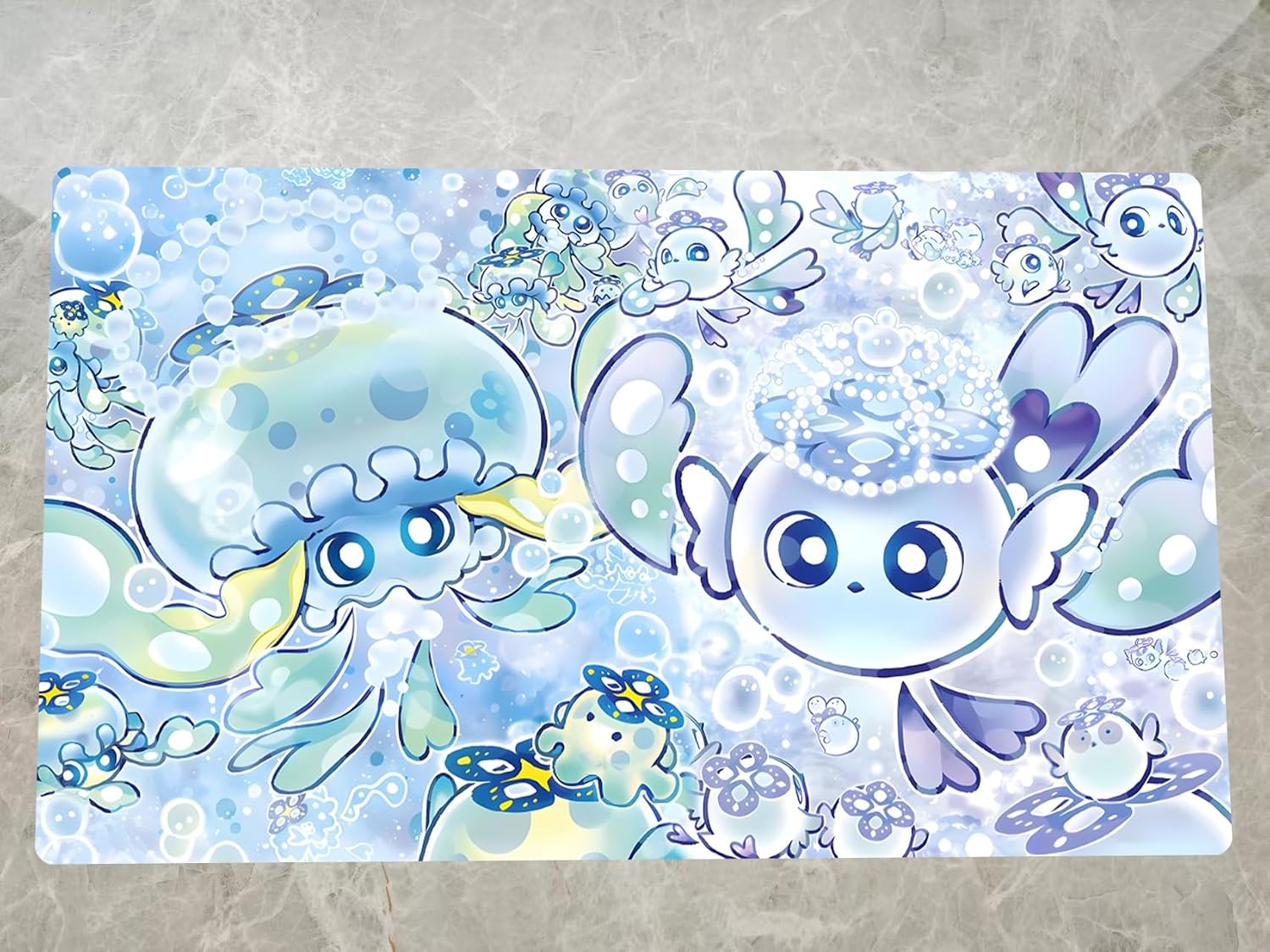 Playmat Without Zones Mulcharmy Fuwalos Purulia TCG CCG Trading Card Game Mat & One Bag(ZC019-K)