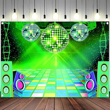 Dance Party Backdrop Retro 80s 90s Theme Stage Dance Ball Music Birthday Party Decoration DJ Photography Background 7X5 ft for Baby Shower Picture Photo Shoot Polyester Fabric, Red