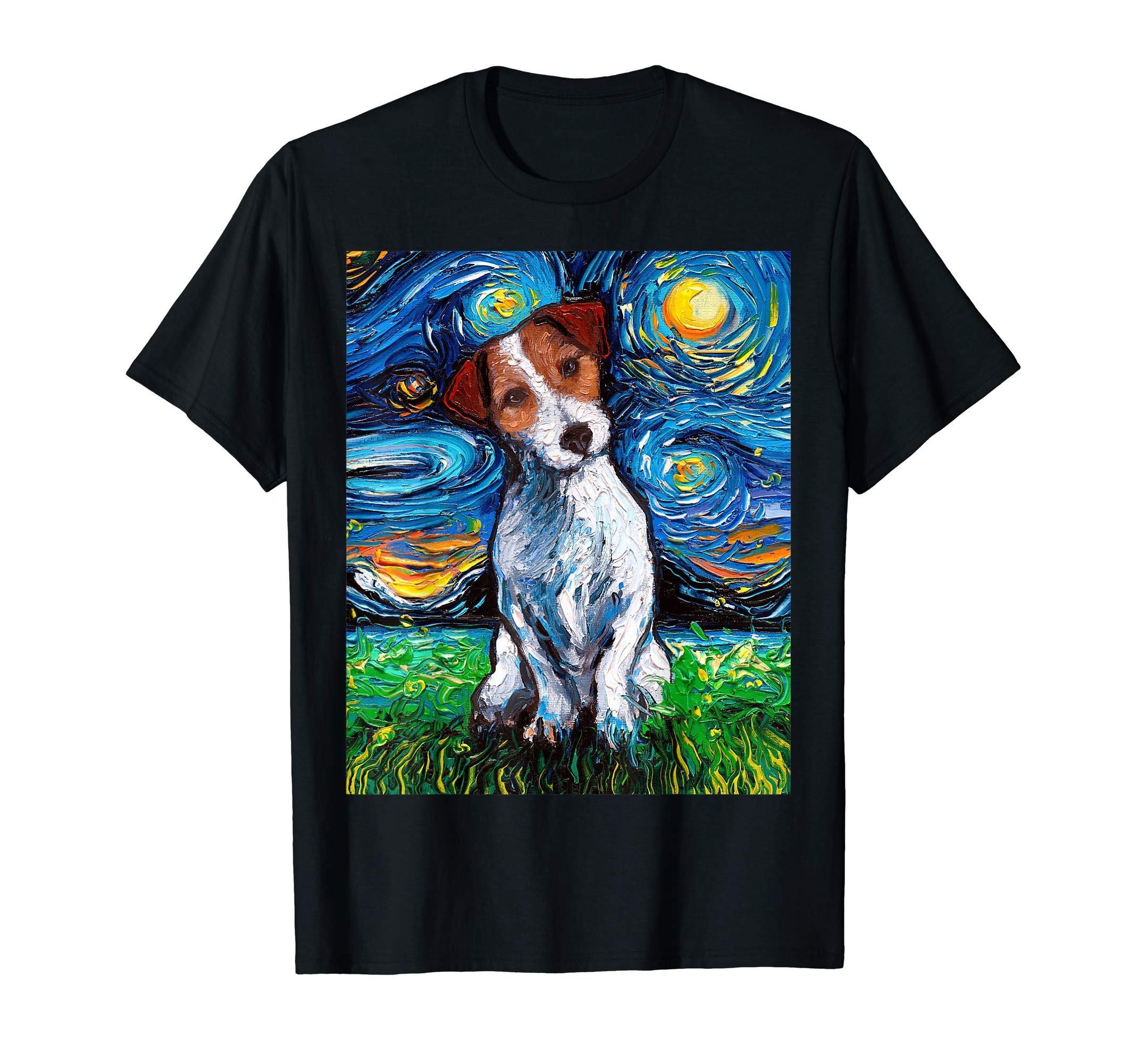 Jack Russell Terrier Starry Night Dog Animal Art by Aja T-ShirtOEKO-TEX STANDARD 100