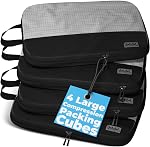4pc Large Compression Packing Cubes for Suitcases - Carry-on Luggage Organizers for Travel