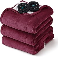 Vista 11 de Bedsure - Manta térmica matrimonial de franela suave, calentamiento rápido con 10 ajustes de tiempo y 6 ajustes de calor, regalo cálido