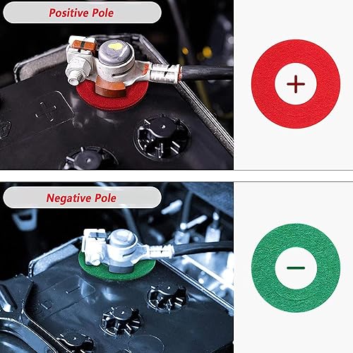 Miniatura 6 de 10 arandelas de fibra con terminales de batería 5 rojo y 5 verde protectores de terminales de batería a base de aceite fieltro 100  orgánico no