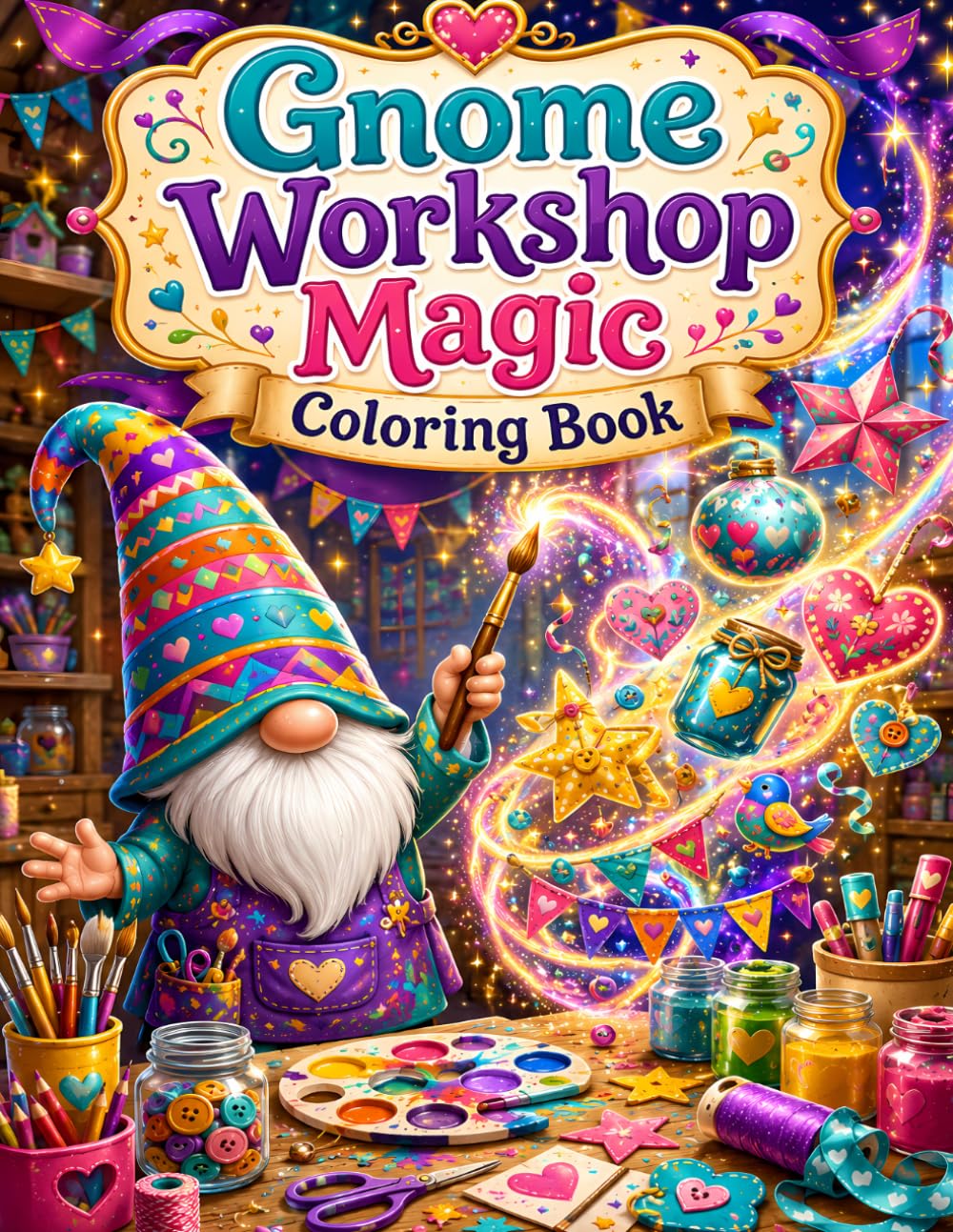Gnome Workshop Magic Coloring Book: Cozy Craft Adventures with Whimsical Gnomes