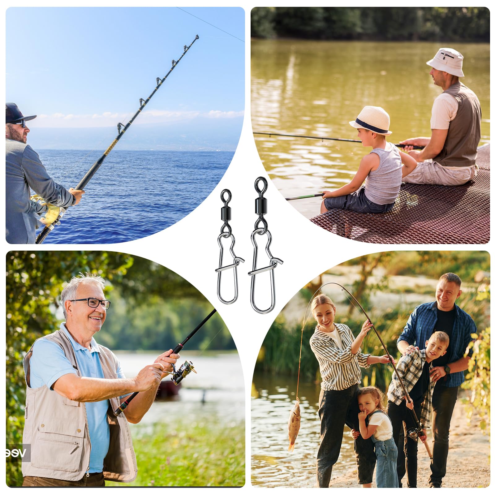 Lot De 50 émerillons De Pêche En Acier Inoxydable Type B - Roulement à Billes 360° Pour Eau Salée Et Douce
