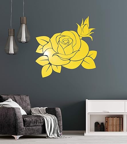Miniatura 4 de Pegatinas de vinilo para pared, decoración de flores de rosa negra para dormitorio (ig174)