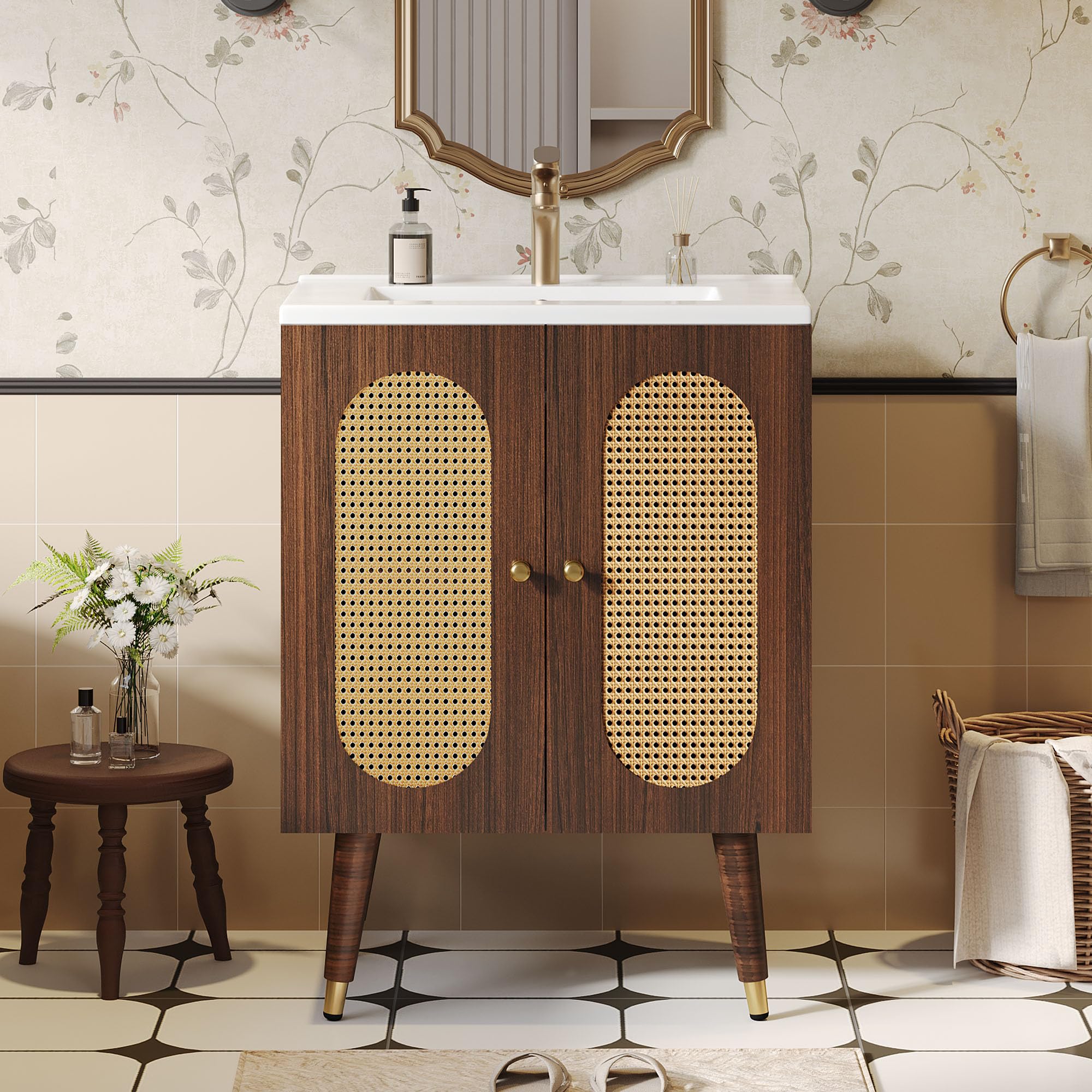 Photo 1 of DWVO 24 Inch Rattan Vanity with Sink