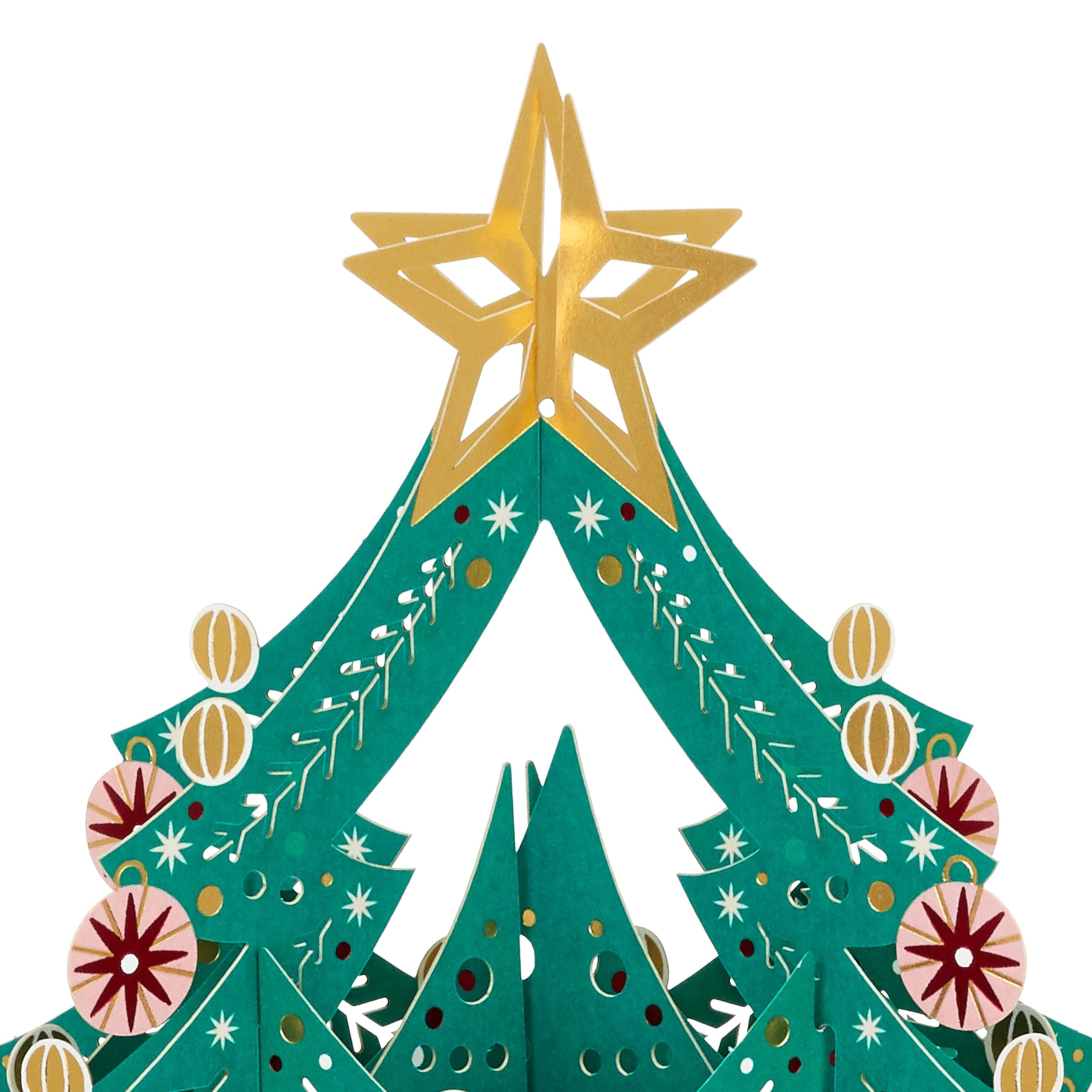 Hallmark Christmas Paper Wonder Card - 3D Festive Tree Design, Green, Red & Gold, 30.7 cm x 20 cm - Image 3