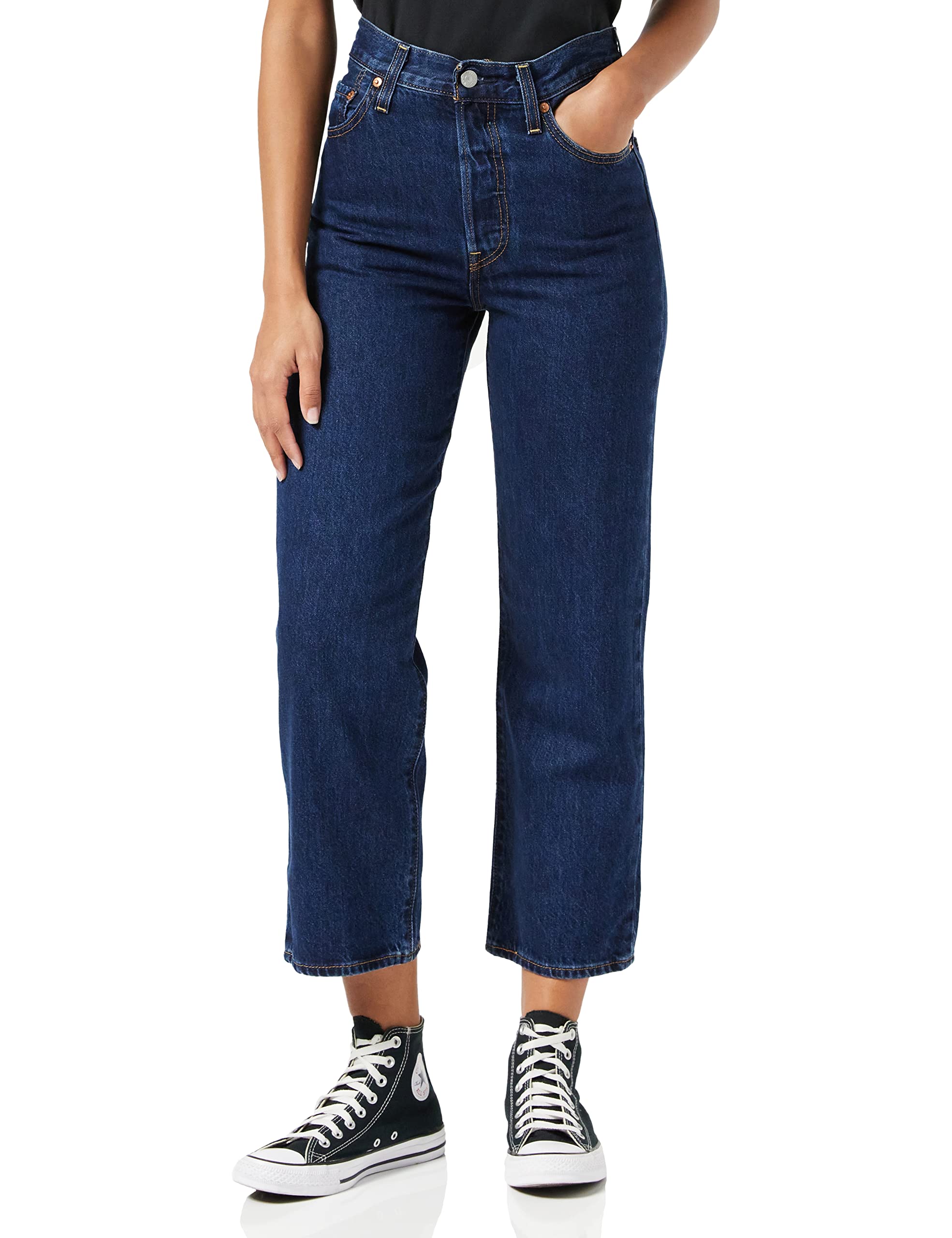 Levi's Women's Ribcage Straight Ankle, Dark Mineral, 24W / 27L