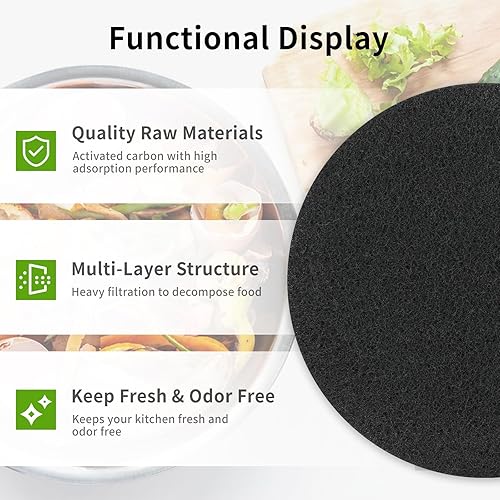 Miniatura 3 de Filtro de contenedor de compost, 20 filtros de carbón de 6.7 pulgadas, filtros de carbón de abono de repuesto para cubo de abono