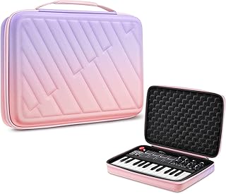 FINPAC Semi-Hard Carrying Case for AKAI Professional MPK Mini MKII & MK3 & MPK Mini Play | Alesis V Mini 25 Key USB MIDI Keyboard Controller Case with Cable Slot for Business, Travel (Fantacy Ombre)