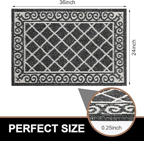 Miniatura 174 de HEBE Tapete para puerta interior, 20 x 32 pulgadas, antideslizante, para puerta delantera, lavable, atrapador de suciedad para entrada, tapete