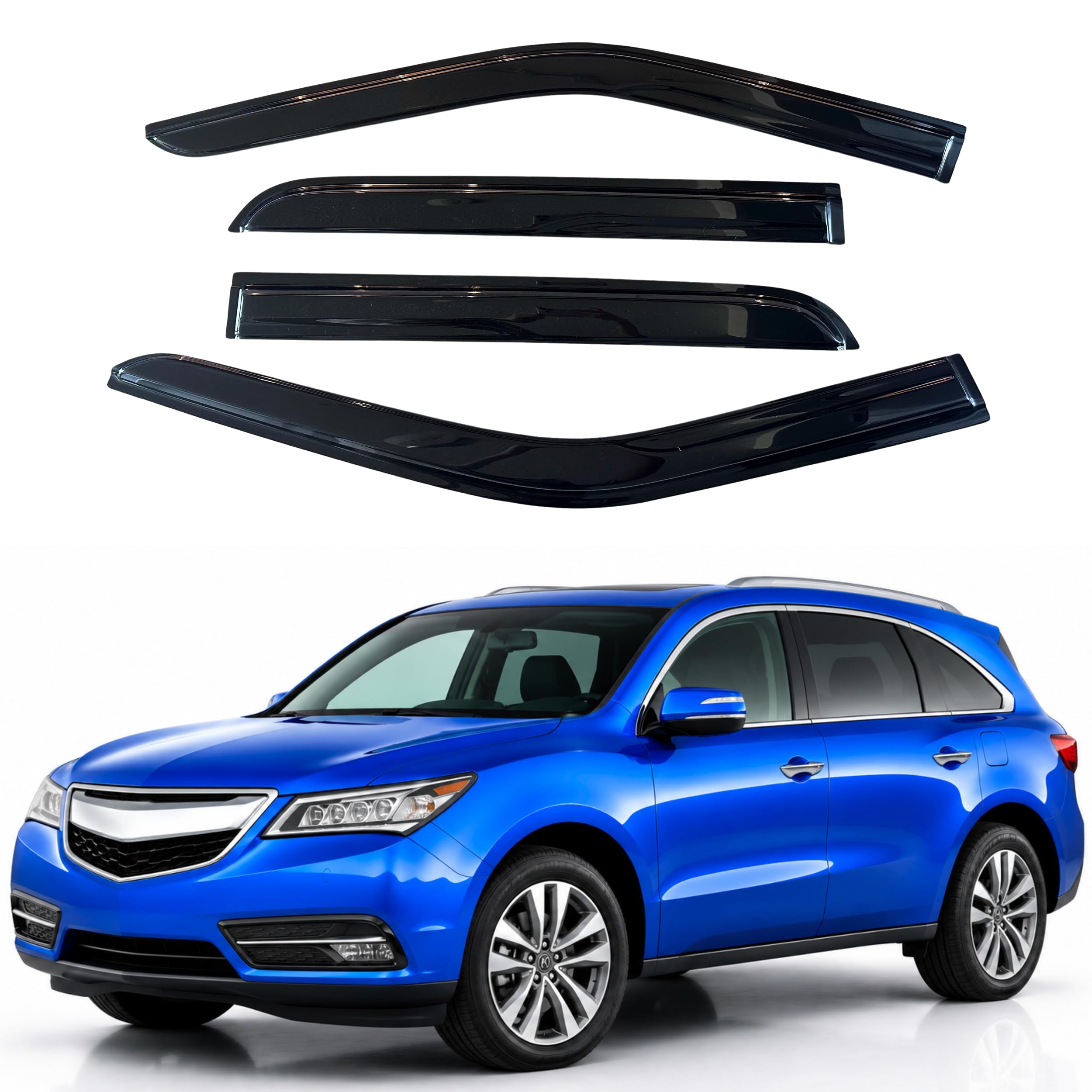 IG Window Visors Fit for 2014-2021 Acura MDX, Out-Channel Rain Guards Vent Wind Deflectors 4PC, Car Accessories for 14-21 Acura MDX