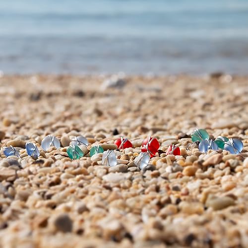 Miniatura 6 de Sea Glass Earrings S990 Sterling Silver Hypoallergenic Handmade Stud Post Earrings Beach Glass Fashion Statement Handcraft Jewelry for Women Girls,