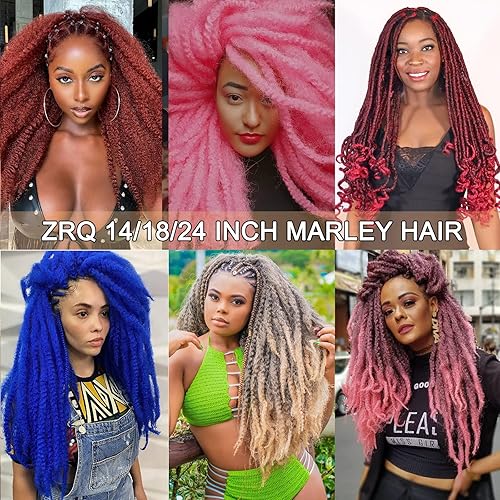 Miniatura 6 de ZRQ Cabello negro Marley Twist de 30 pulgadas, 8 paquetes de cabello sintético rizado Marley, cabello largo afro Twist para extensiones de rastas