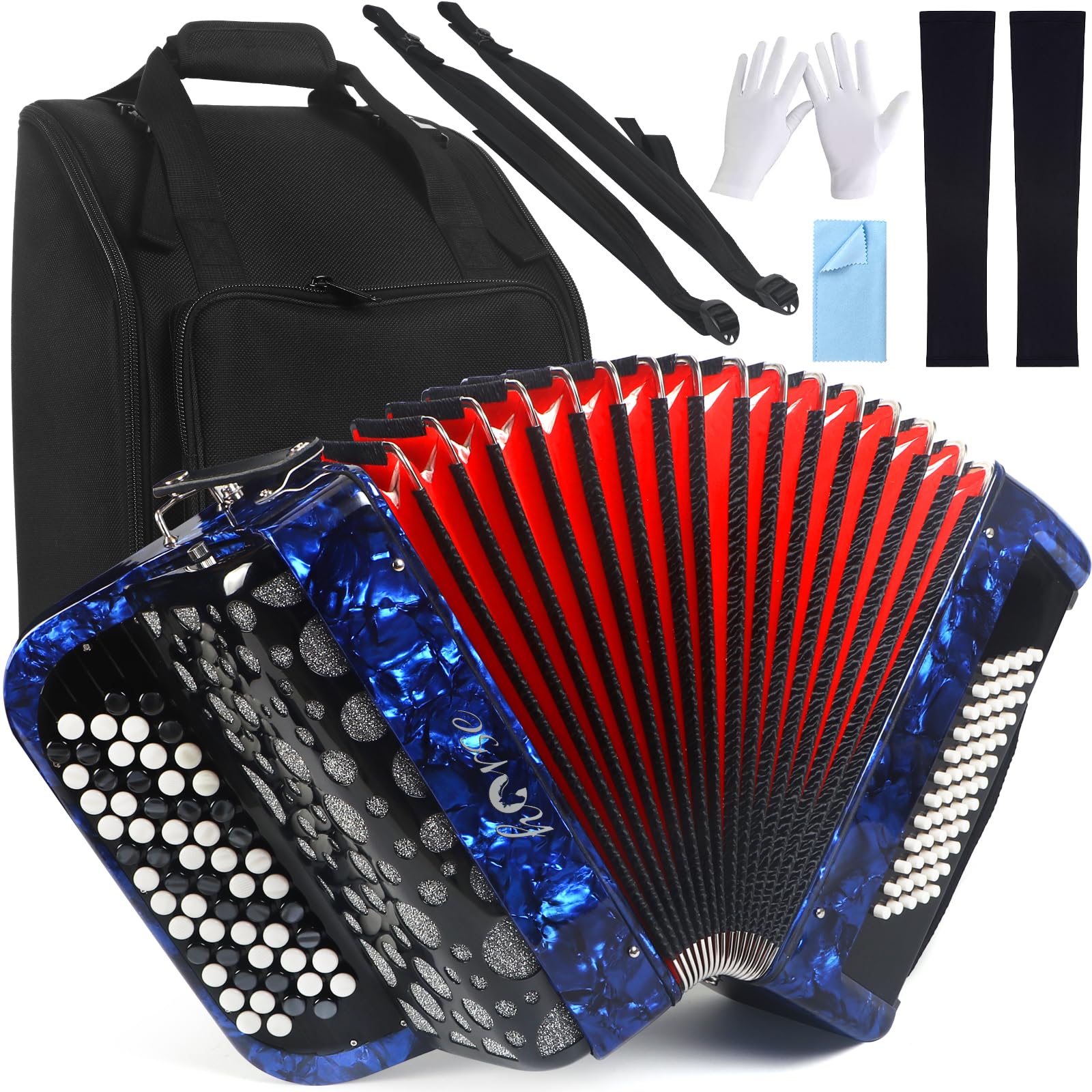 62 Keys 60 Bass Accordion Button Accordions Educational Musical Instrument Suitable for Adult Beginners and Students with Thicker