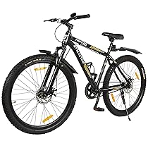 Amazon Brand – Symactive Fighter S1000 Series, 27.5T Single Speed Mountain Bike/Bicycle/Cycle, Dual Disc Brake, Front Suspension, 18” Frame, Alloy Stem & Bar (Black Color), Ideal