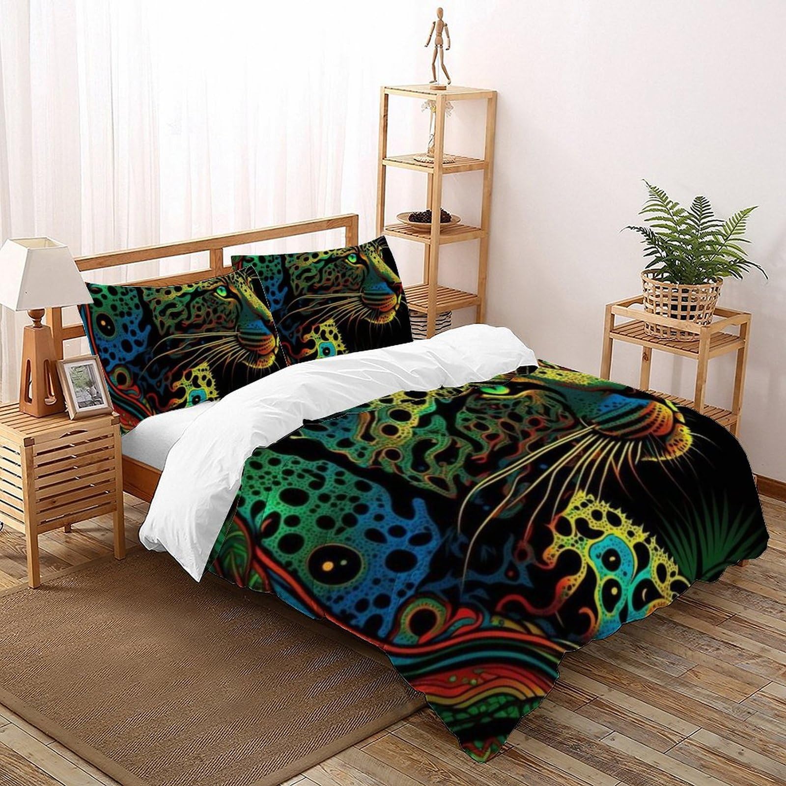 Housse de couette léopard microfibre avec fermeture éclair durable