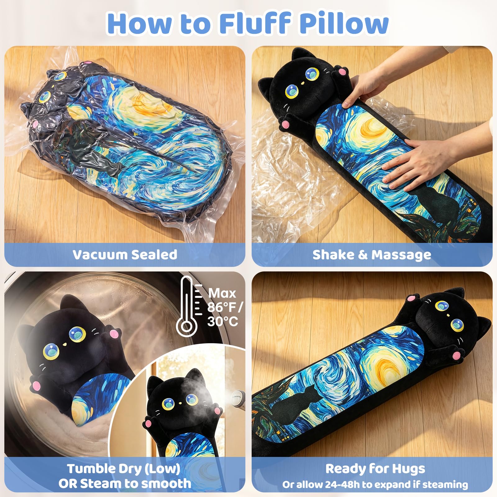 Mewaii Peluche Gatto Cuscino Lungo per Bambina 110CM Pupazzo Kawaii Giocattoli Gigante Abbraccio Morbido Cuscino Giocattolo Compleanno Regali per Lei Ragazza