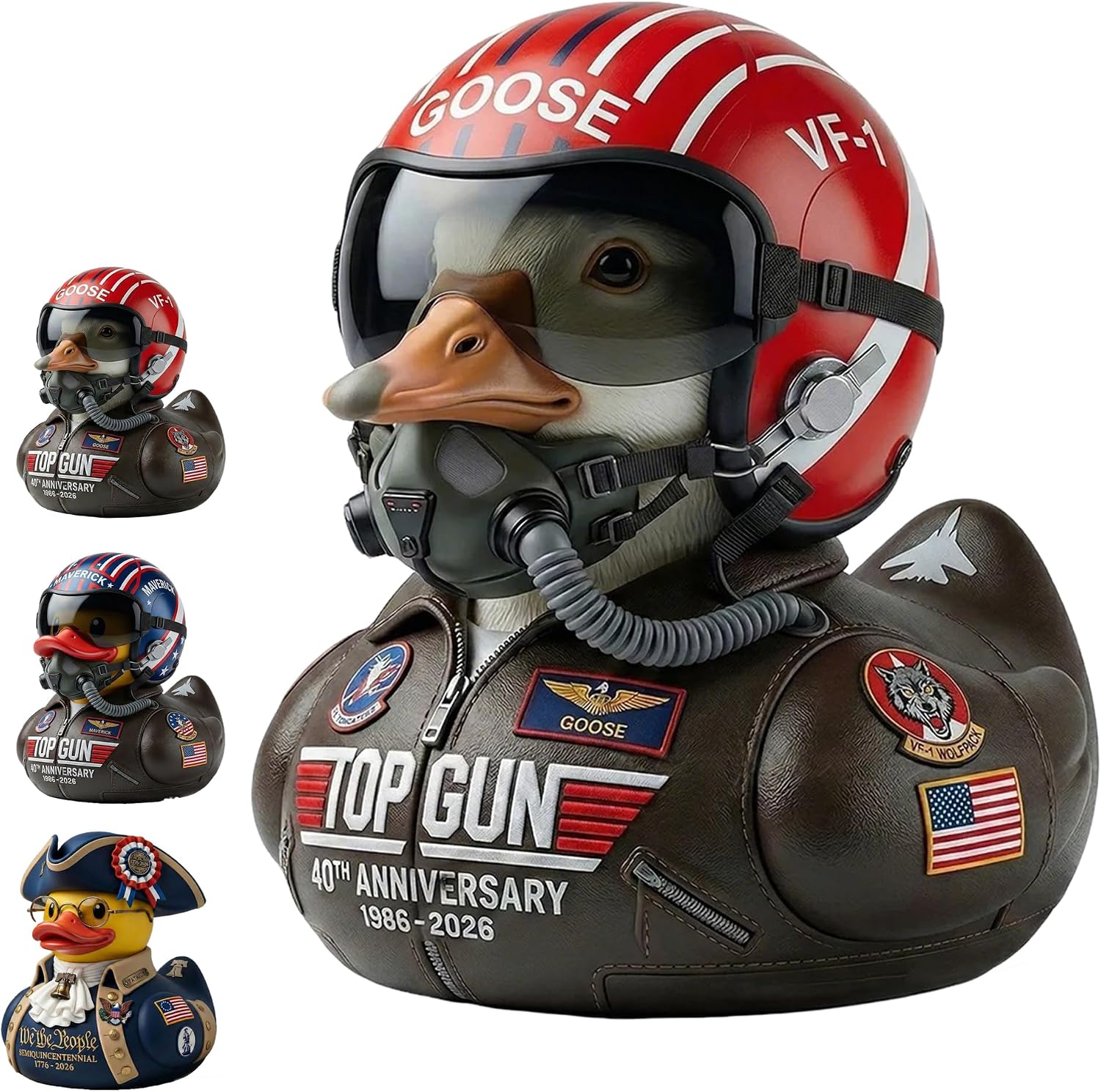 Large Size USA 250th Anniversary Duck Resin Ornament, Top Gun 40th Pilot Goose, Classic Movie Collectible Figurine, Gift for Home Decoration (Soaring Ambition Goose)
