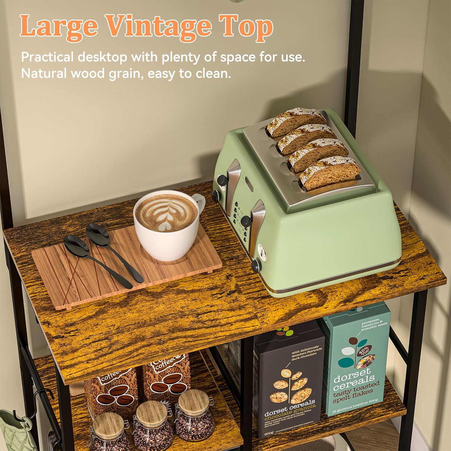 Kitchen Buffets Sideboards 23.6 Inch Length With 6 Tiers Zoned Storage Design Coffee Bar Station Microwave Stand Kitchen Rack Bakers Rack