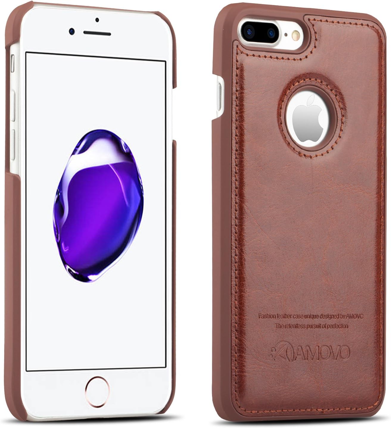AMOVO Case for iPhone 7 Plus [2 in 1], iPhone 7 Plus Wallet Case [Detachable Wallet Folio] [Premium Vegan Leather] iPhone 8 Plus Wallet Case (iPhone 7 Plus&8 Plus (5.5") Brown)